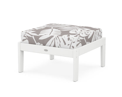 POLYWOOD® Braxton Deep Seating Ottoman in White / Leaf Grey Mist