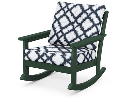 POLYWOOD® Vineyard Deep Seating Rocking Chair in Green / Trellis Marine Indigo