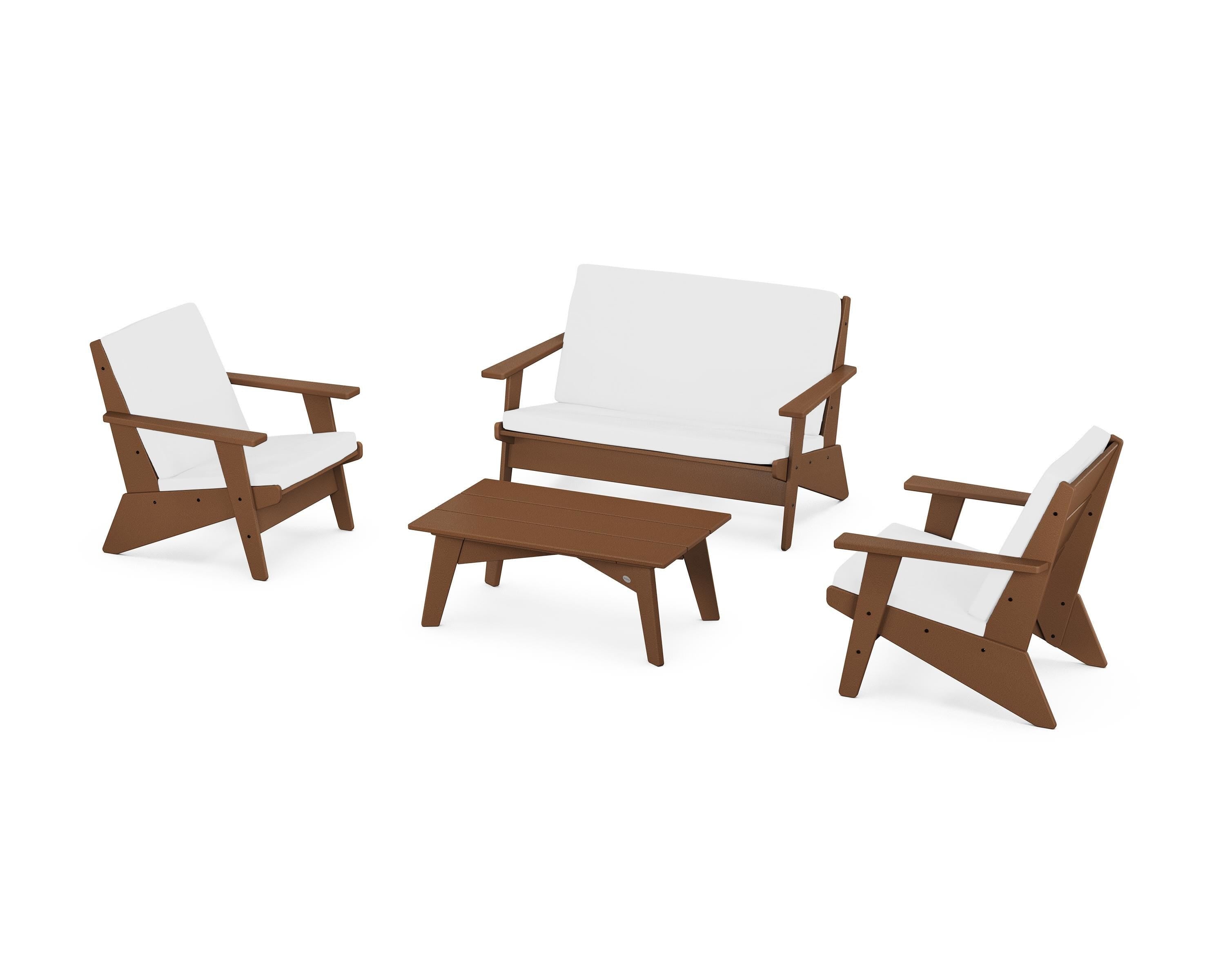 POLYWOOD® Riviera Modern Lounge 4-Piece Set in Teak / Natural