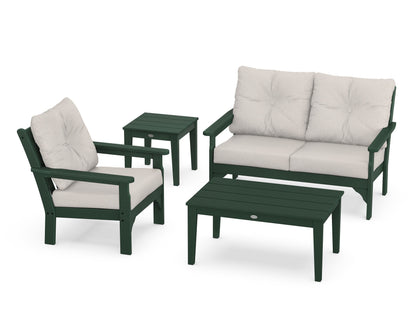 POLYWOOD® Vineyard 4-Piece Deep Seating Set in Green / Cast Ash