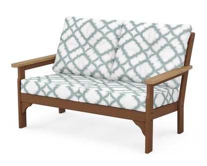 POLYWOOD® Vineyard Deep Seating Loveseat in Teak / Natural / Trellis Glacier Spa