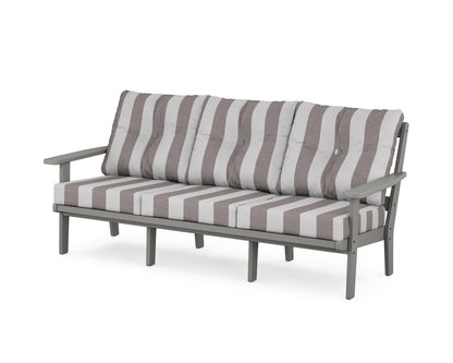 POLYWOOD® Oxford Deep Seating Sofa in Slate Grey / Cabana Stripe Grey Mist