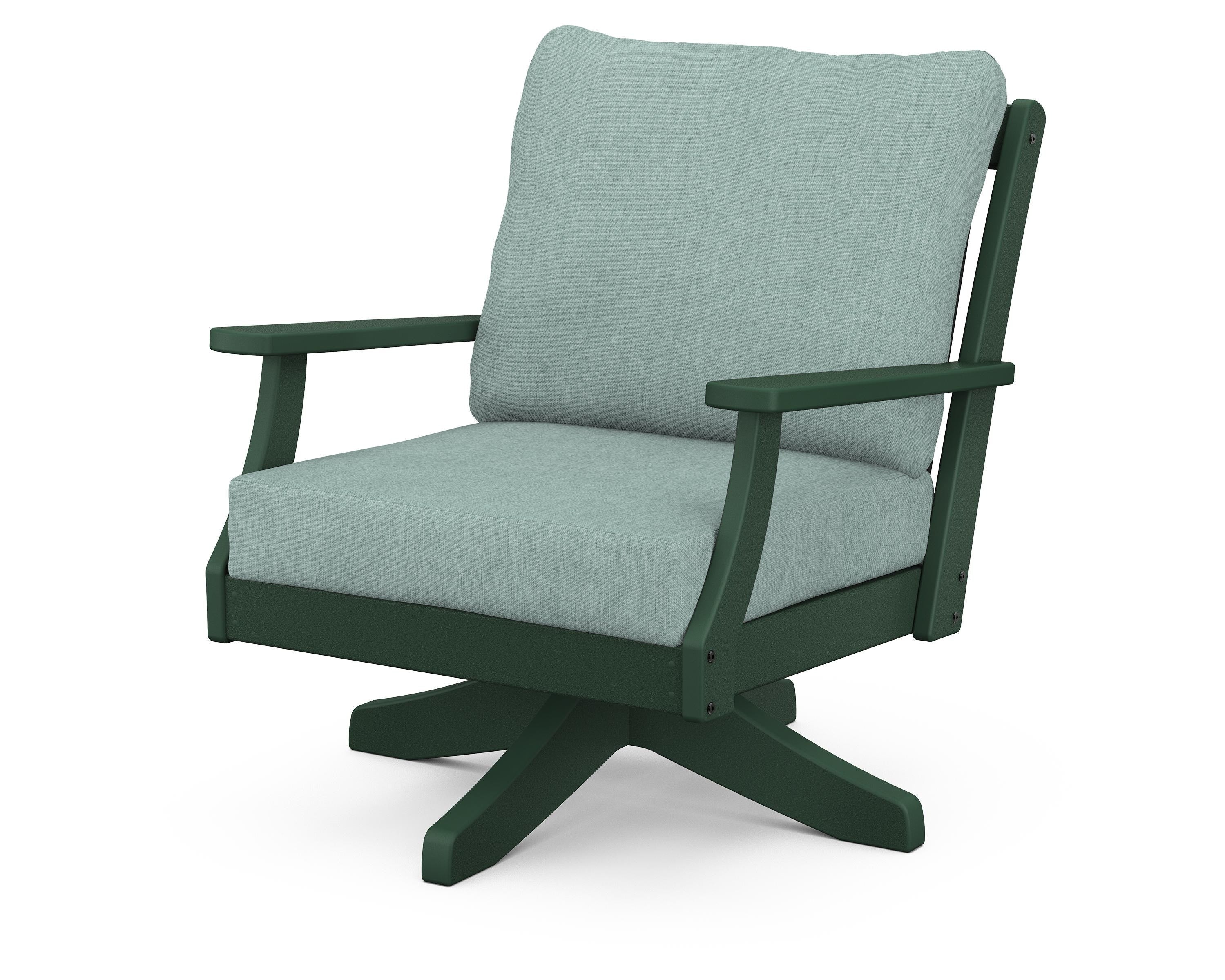 POLYWOOD® Braxton Deep Seating Swivel Chair in Green / Glacier Spa