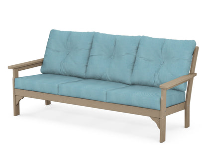 POLYWOOD® Vineyard Deep Seating Sofa in Vintage Sahara / Lattice Sky Blue