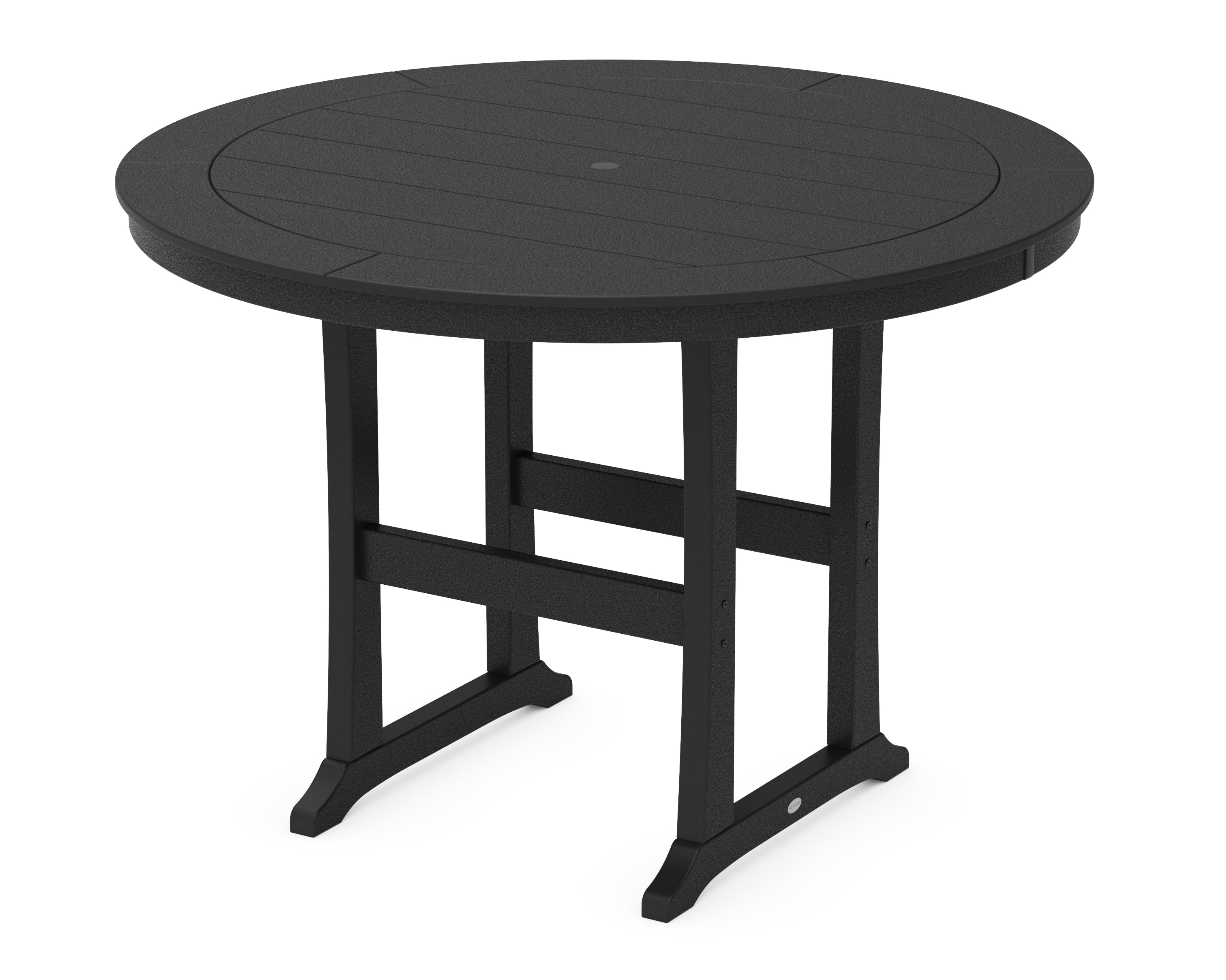 POLYWOOD® Nautical Trestle 60" Round Bar Table in Black