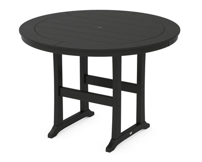 POLYWOOD® Nautical Trestle 60" Round Bar Table in Black