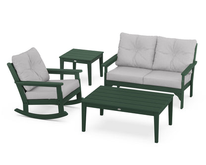 POLYWOOD® Vineyard 4-Piece Deep Seating Rocker Set in Green / Granite