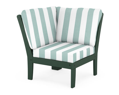 POLYWOOD® Braxton Modular Corner Chair in Green / Cabana Stripe Glacier Spa