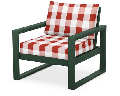 POLYWOOD® EDGE Club Chair in Green / Buffalo Plaid Crimson