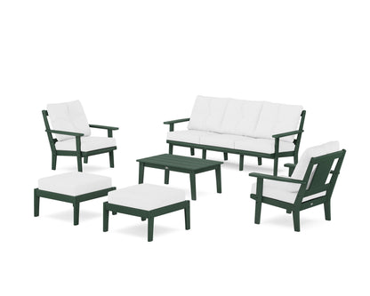 POLYWOOD® Prairie 6-Piece Lounge Sofa Set in Green / Natural