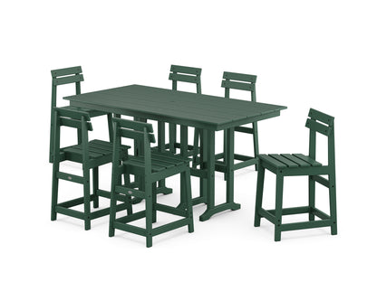 POLYWOOD® Modern Studio Plaza Counter Chair 7-Piece Set in Green