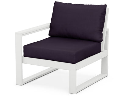 POLYWOOD® EDGE Modular Left Arm Chair in White / Navy Linen