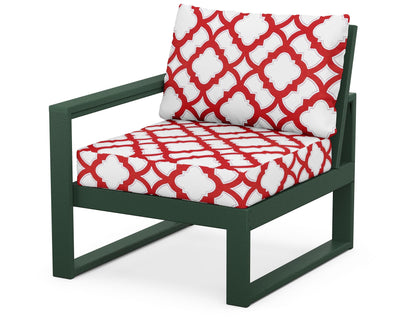 POLYWOOD® EDGE Modular Left Arm Chair in Green / Trellis Crimson