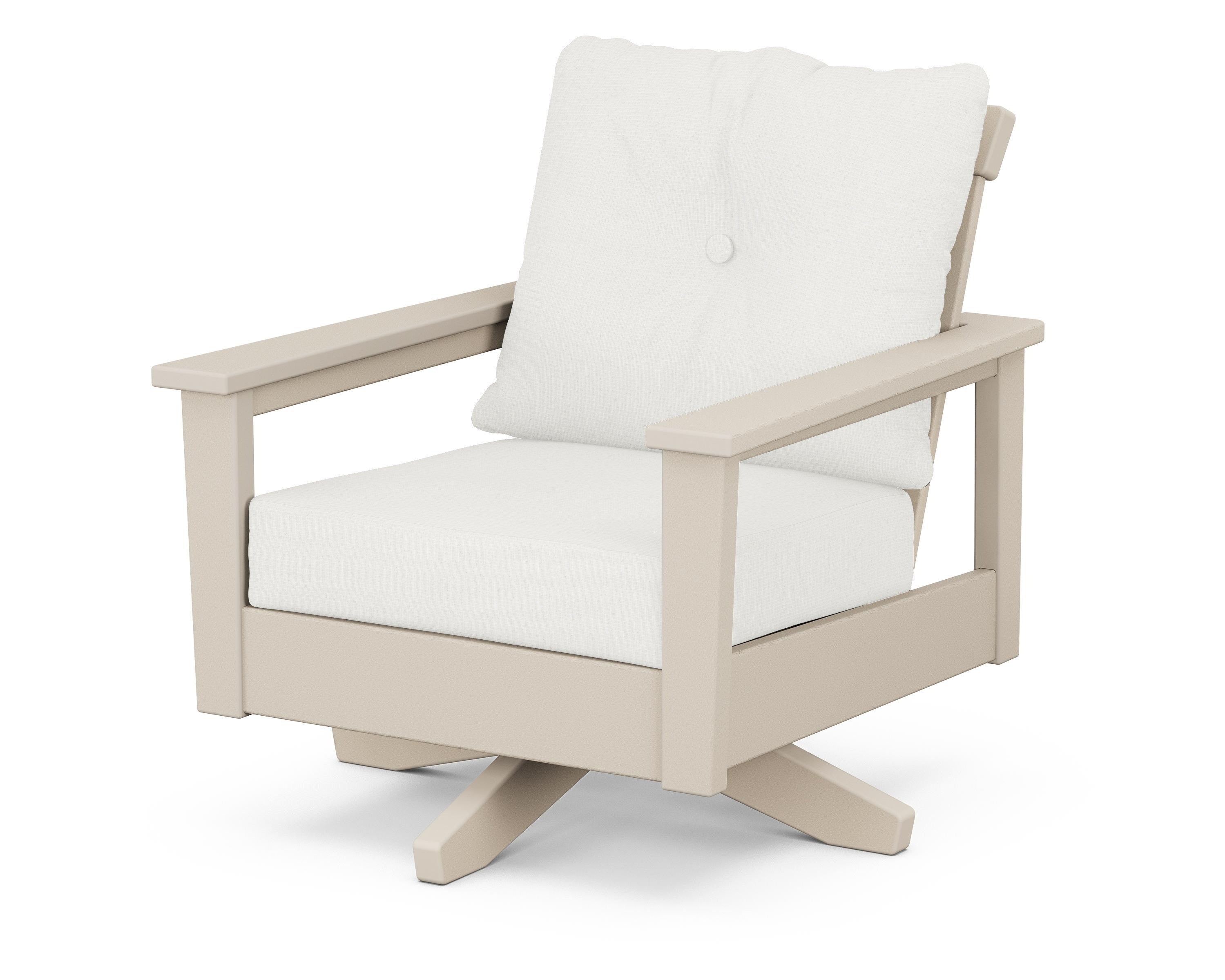 POLYWOOD® Prescott Deep Seating Swivel Chair in Sand / Natural Linen