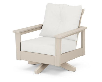 POLYWOOD® Prescott Deep Seating Swivel Chair in Sand / Natural Linen