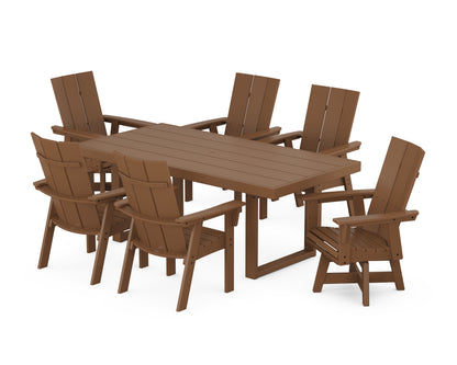 POLYWOOD® Modern Adirondack 7-Piece Dining Set in Teak