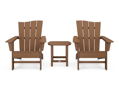 POLYWOOD® Wave 3-Piece Adirondack Chair Set in Teak