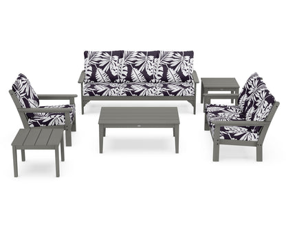 POLYWOOD® Vineyard 6-Piece Deep Seating Set in Slate Grey / Leaf Navy