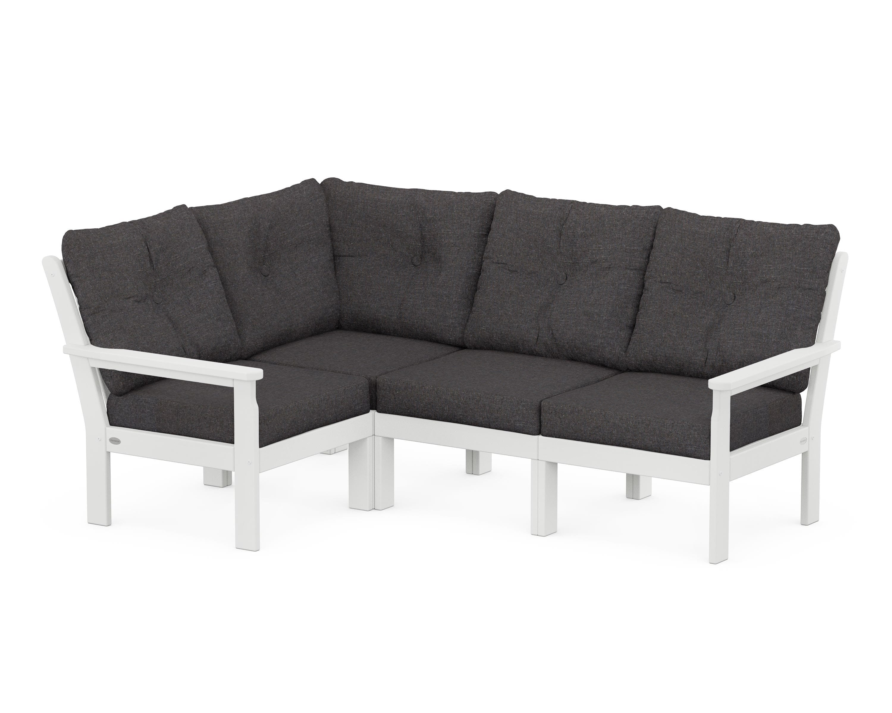 POLYWOOD® Vineyard 4-Piece Sectional in White / Ash Charcoal