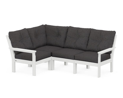 POLYWOOD® Vineyard 4-Piece Sectional in White / Ash Charcoal
