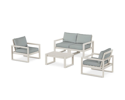 POLYWOOD® EDGE Sectional 4-Piece Deep Seating Set with Loveseat in Sand / Spa