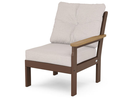 POLYWOOD® Vineyard Modular Right Arm Chair in Mahogany / Natural / Dune Burlap