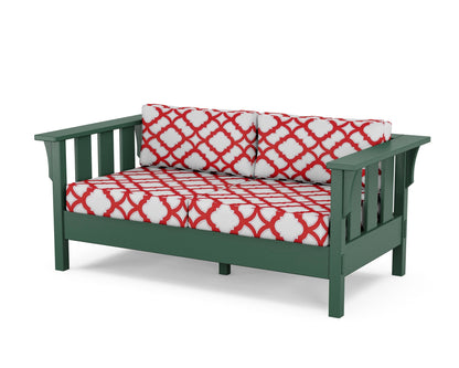 Martha Stewart by POLYWOOD® Acadia Deep Seating Loveseat in Green / Trellis Crimson