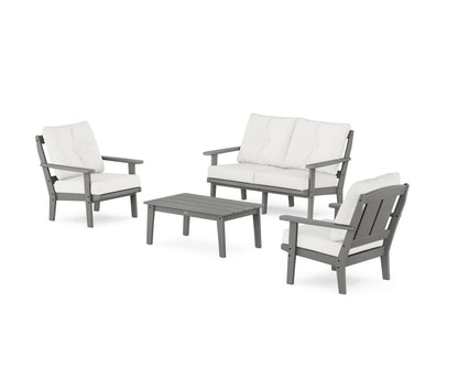 POLYWOOD® Mission 4-Piece Deep Seating Set with Loveseat in Slate Grey / Natural Linen