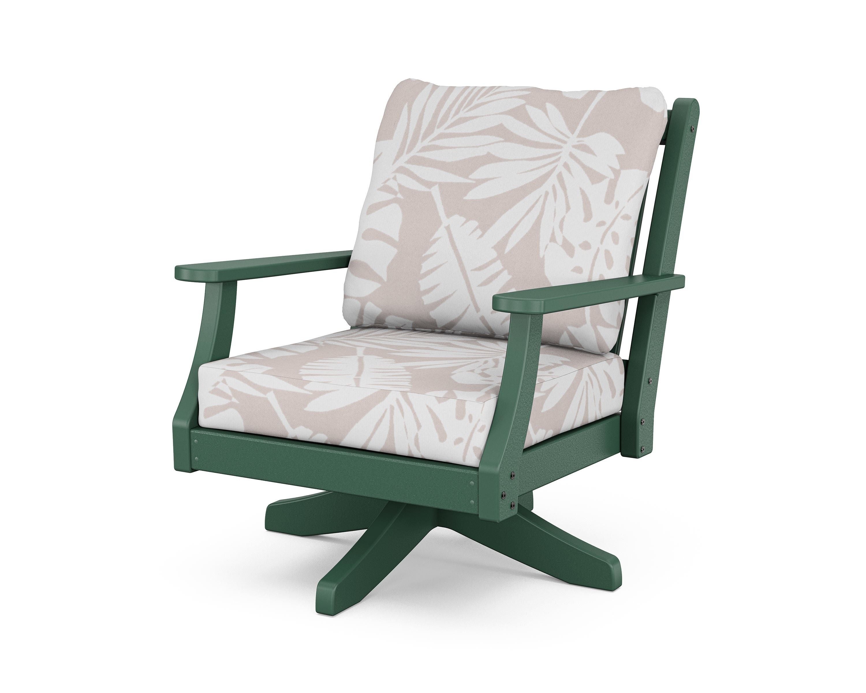 Country Living Wovendale Deep Seating Swivel Chair in Green / Leaf Dune Burlap