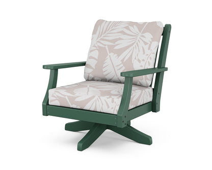 Country Living Wovendale Deep Seating Swivel Chair in Green / Leaf Dune Burlap