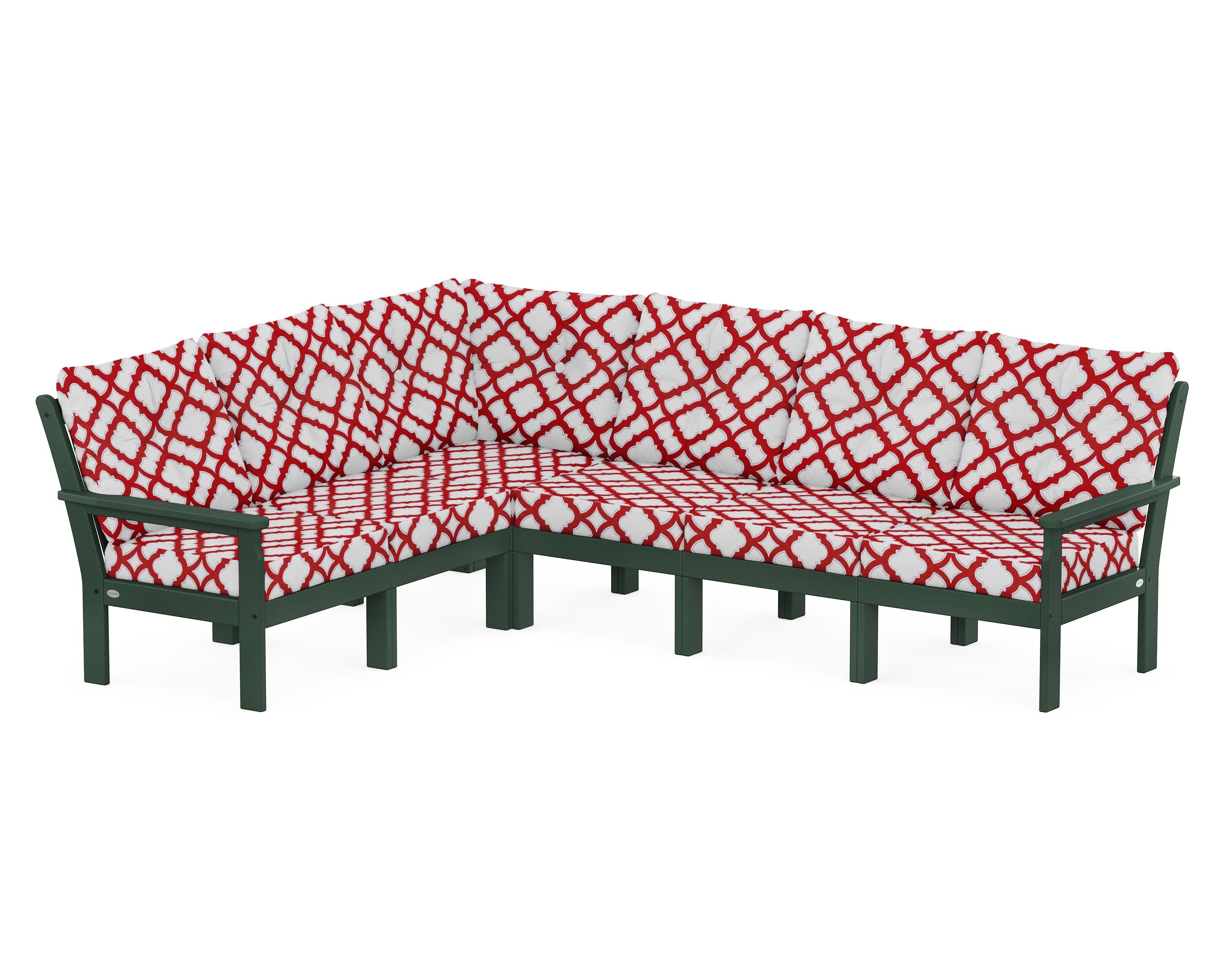 POLYWOOD® Vineyard 6-Piece Sectional in Green / Trellis Crimson