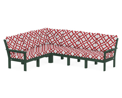 POLYWOOD® Vineyard 6-Piece Sectional in Green / Trellis Crimson