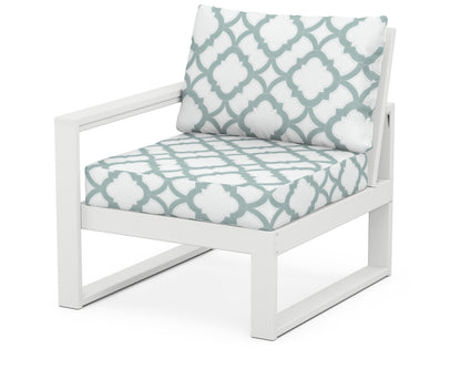 POLYWOOD® EDGE Modular Left Arm Chair in White / Trellis Glacier Spa