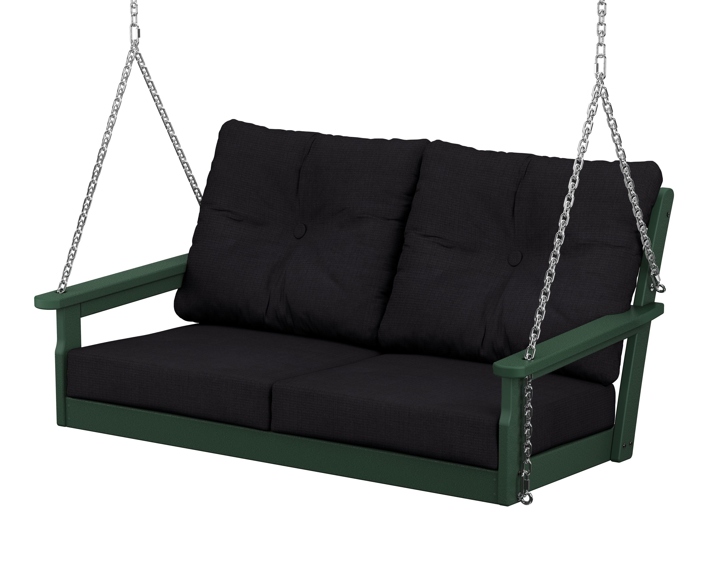 POLYWOOD® Vineyard Deep Seating Swing in Green / Midnight Linen
