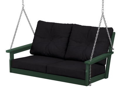 POLYWOOD® Vineyard Deep Seating Swing in Green / Midnight Linen