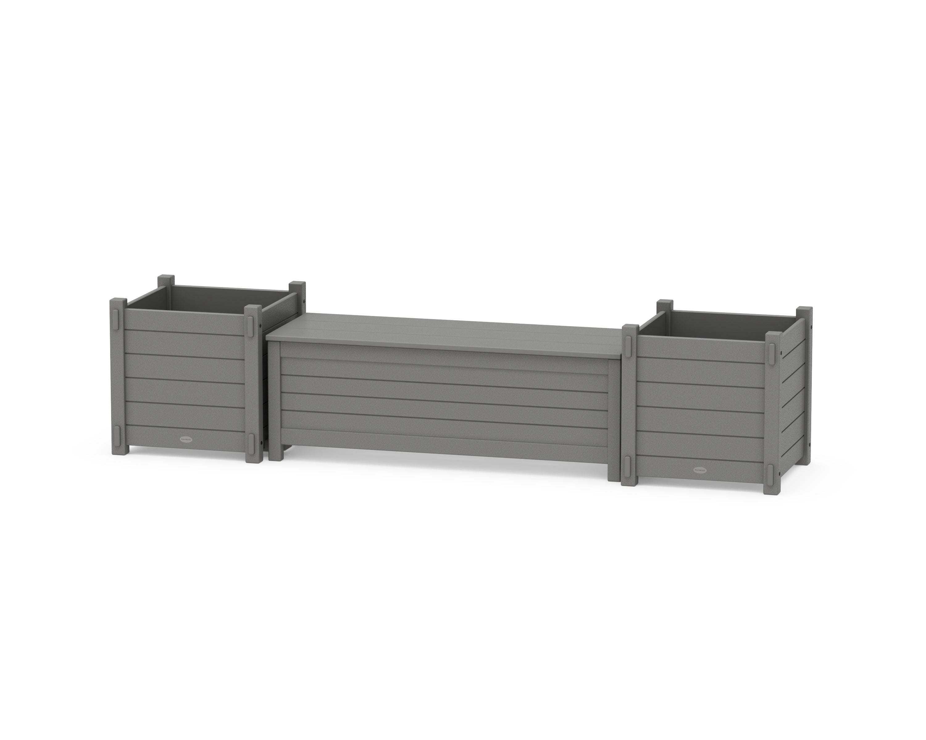 POLYWOOD® 48" Nautical Straight Planter Storage Bench Set- Large in Slate Grey