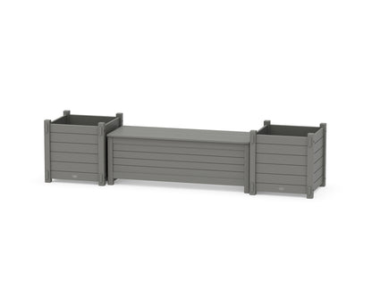 POLYWOOD® 48" Nautical Straight Planter Storage Bench Set- Large in Slate Grey
