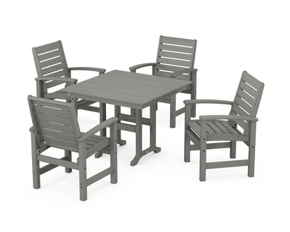 POLYWOOD® Signature 5-Piece Farmhouse Dining Set in Slate Grey