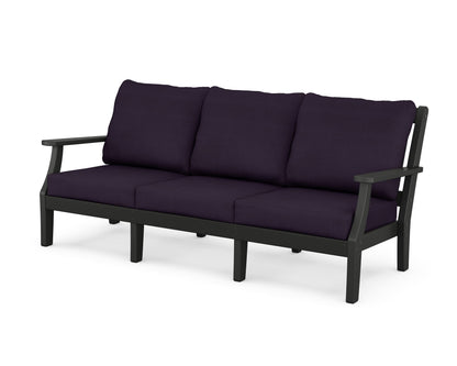 Martha Stewart by POLYWOOD® Chinoiserie Deep Seating Sofa in Black / Navy Linen