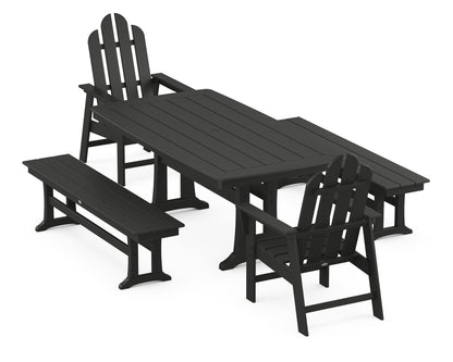 POLYWOOD® Long Island 5-Piece Dining Set with Trestle Legs in Black