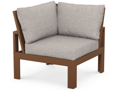 Unbranded Modular Corner Chair in Teak / Weathered Tweed
