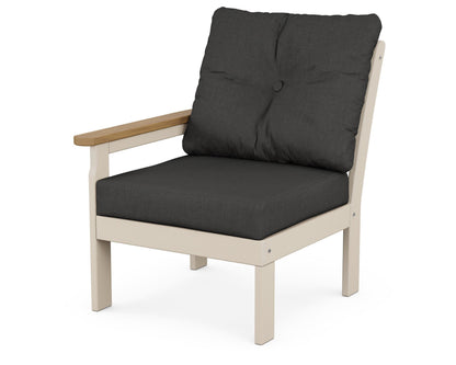 POLYWOOD® Vineyard Modular Left Arm Chair in Sand / Natural / Spectrum Carbon