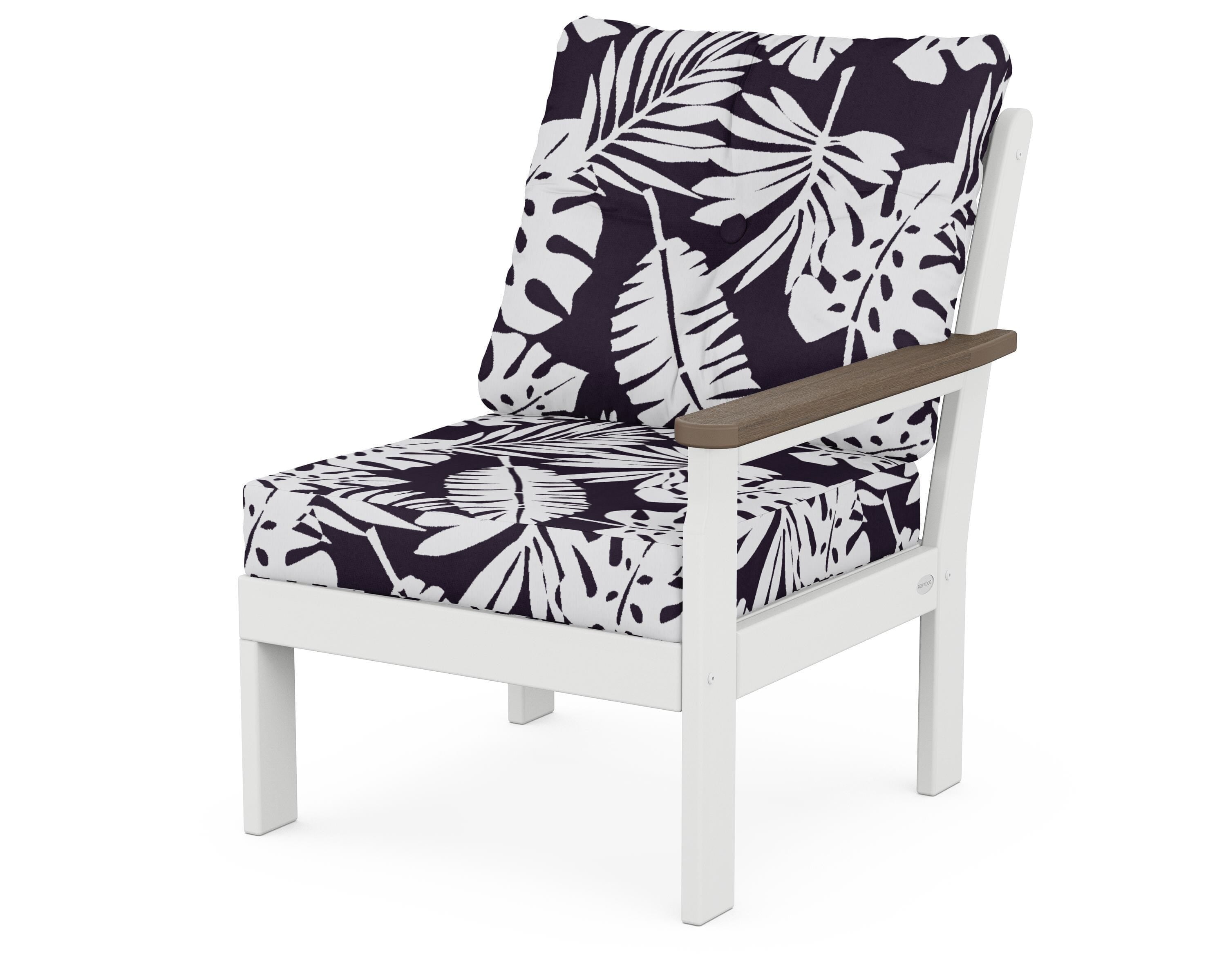 POLYWOOD® Vineyard Modular Right Arm Chair in White / Kona / Leaf Navy