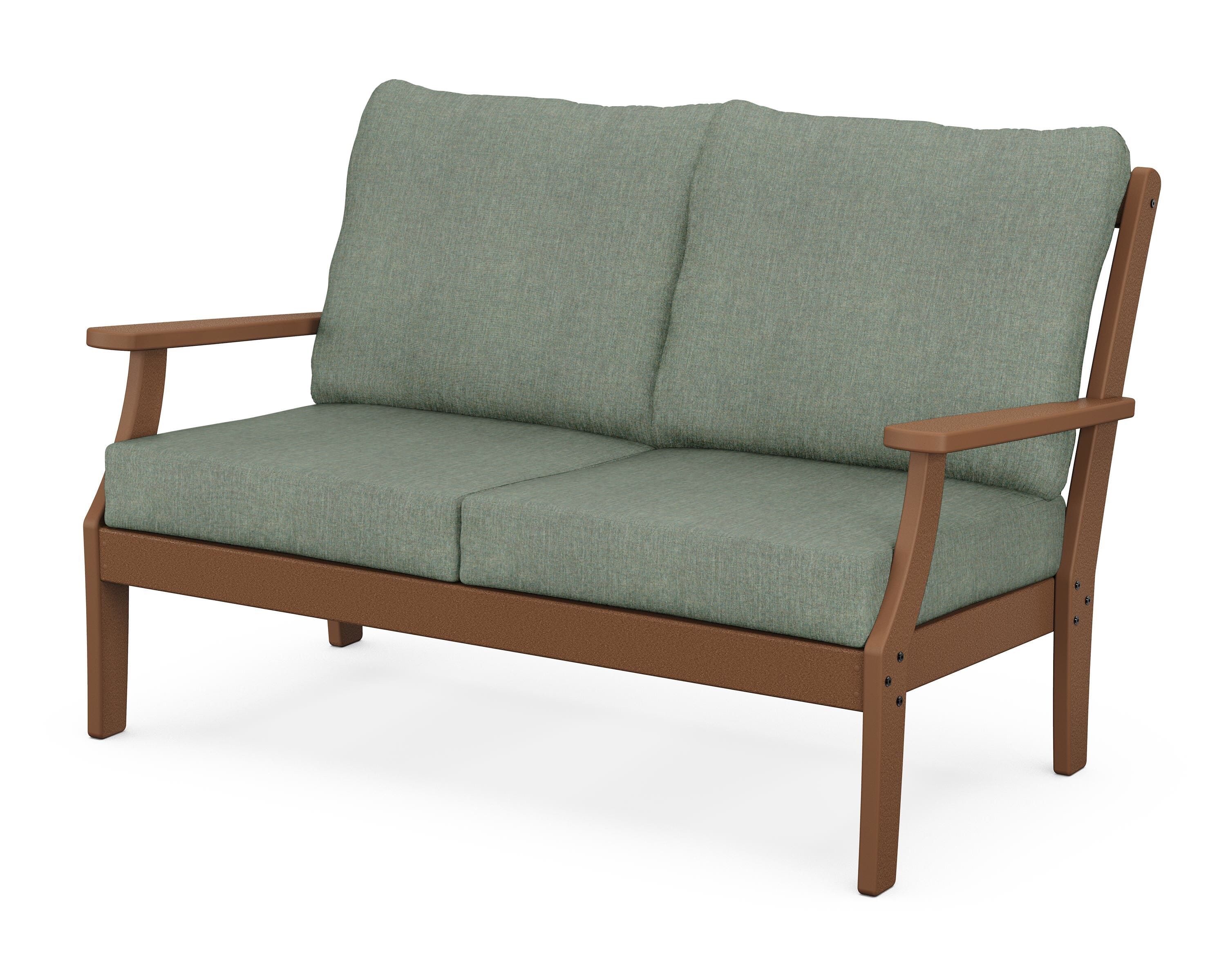 POLYWOOD® Braxton Deep Seating Loveseat in Teak / Cast Sage