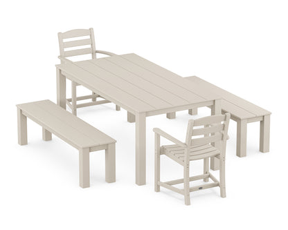 POLYWOOD® La Casa Cafe' 5-Piece Parsons Dining Set with Benches in Sand