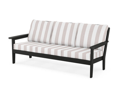 Country Living Cottage Deep Seating Sofa in Black / Cabana Stripe Dune Burlap