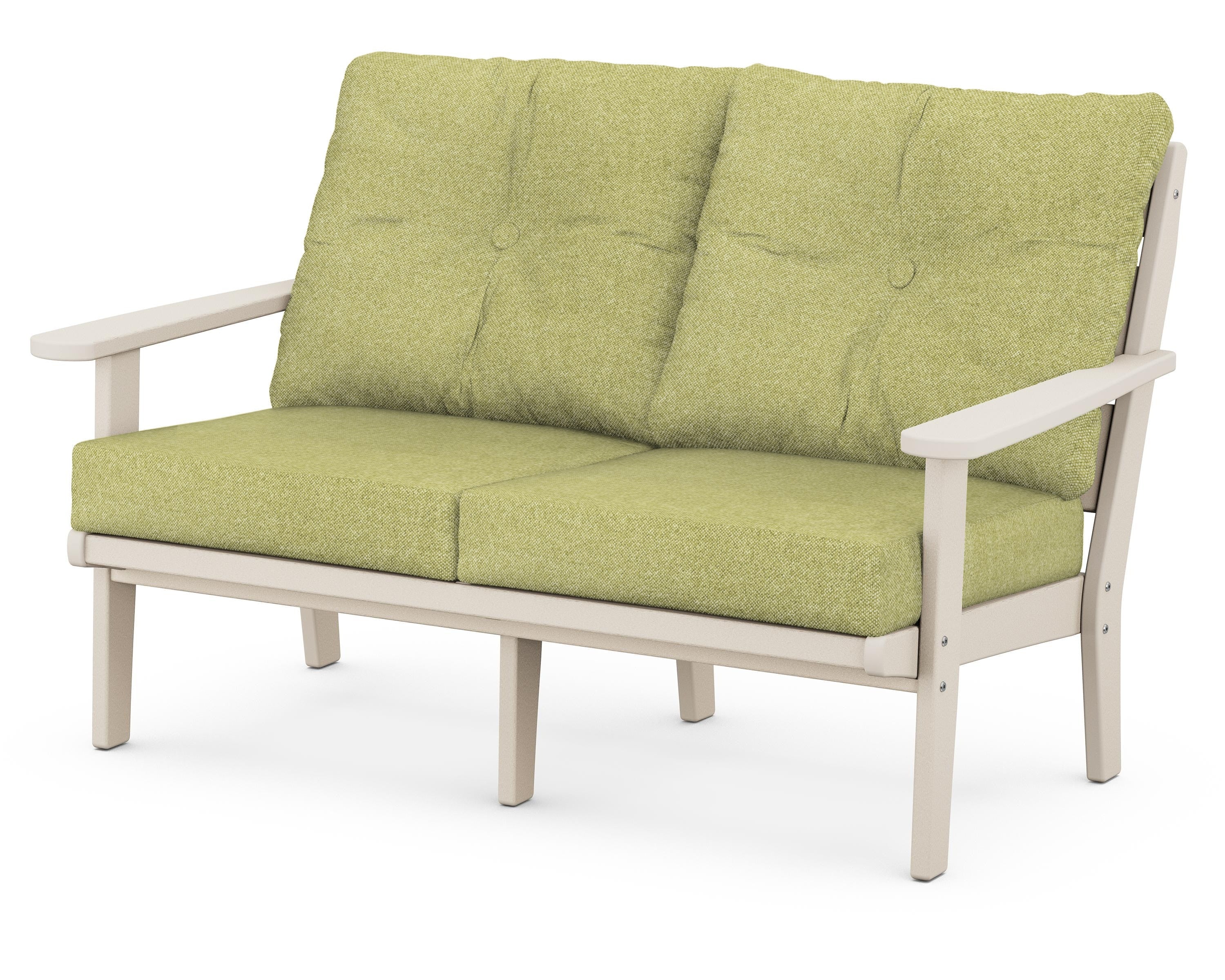 POLYWOOD® Lakeside Deep Seating Loveseat in Sand / Chartreuse Boucle