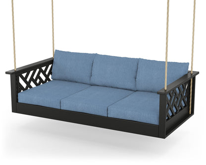 POLYWOOD® Chippendale Daybed Swing in Black / Sky Blue