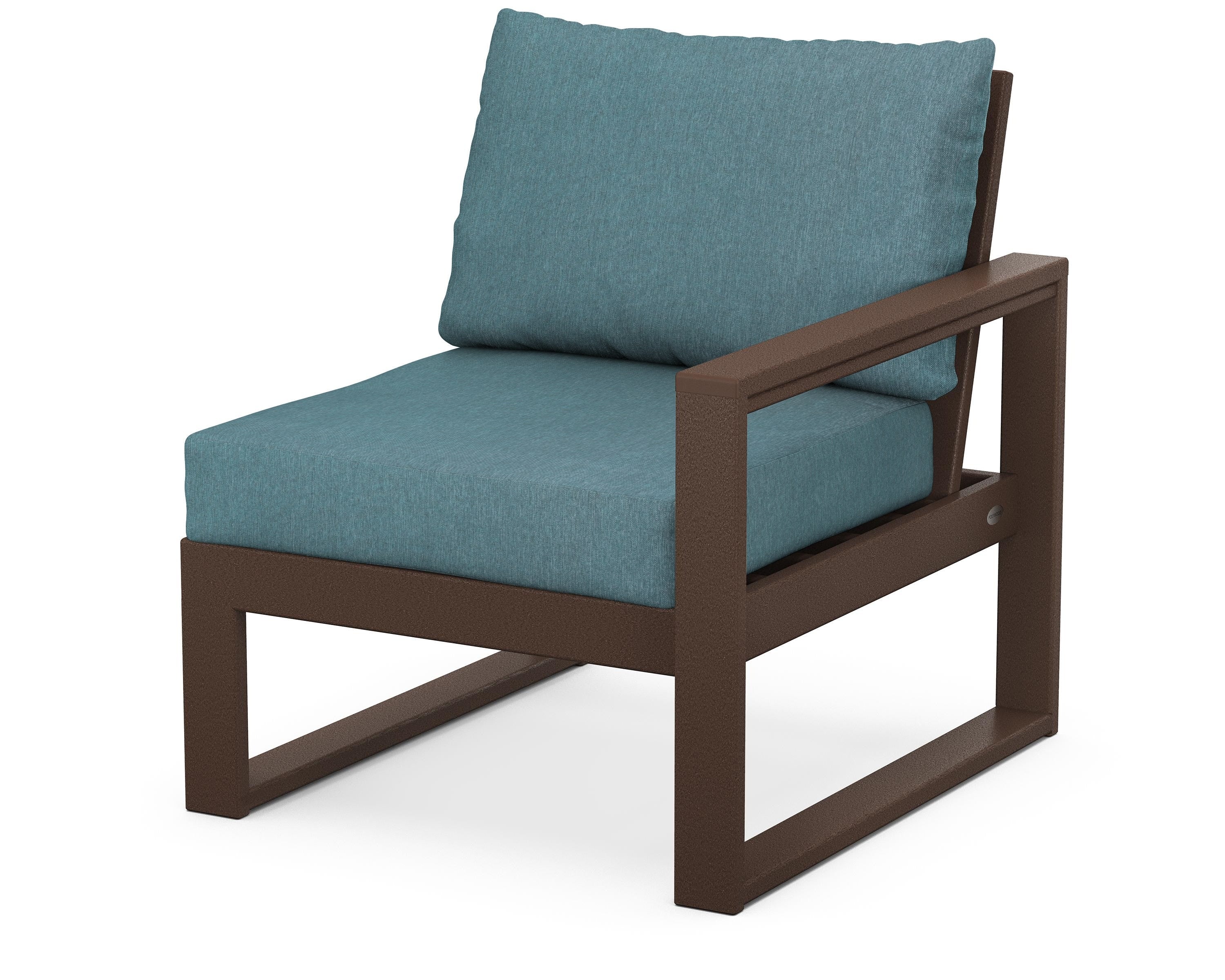 POLYWOOD® EDGE Modular Right Arm Chair in Mahogany / Ocean Teal