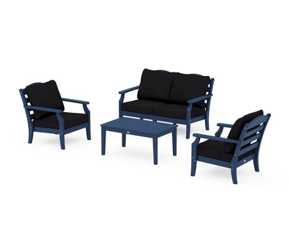 Draper James™ by  POLYWOOD® Savannah 4-Piece Deep Seating Set with Loveseat in Navy / Midnight Linen